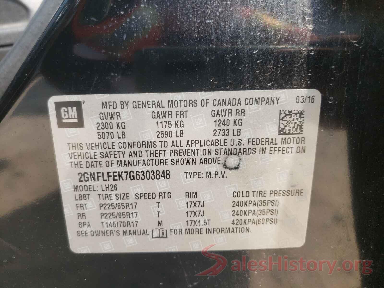 2GNFLFEK7G6303848 2016 CHEVROLET EQUINOX