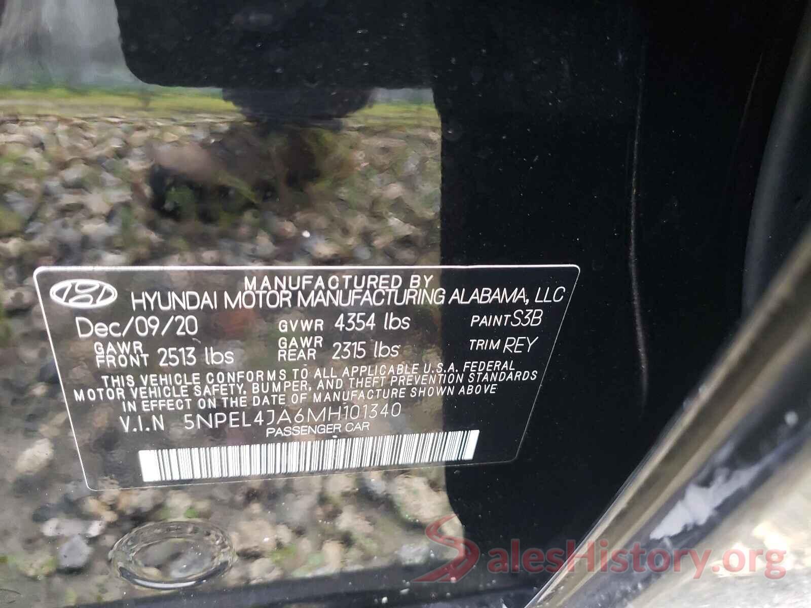 5NPEL4JA6MH101340 2021 HYUNDAI SONATA