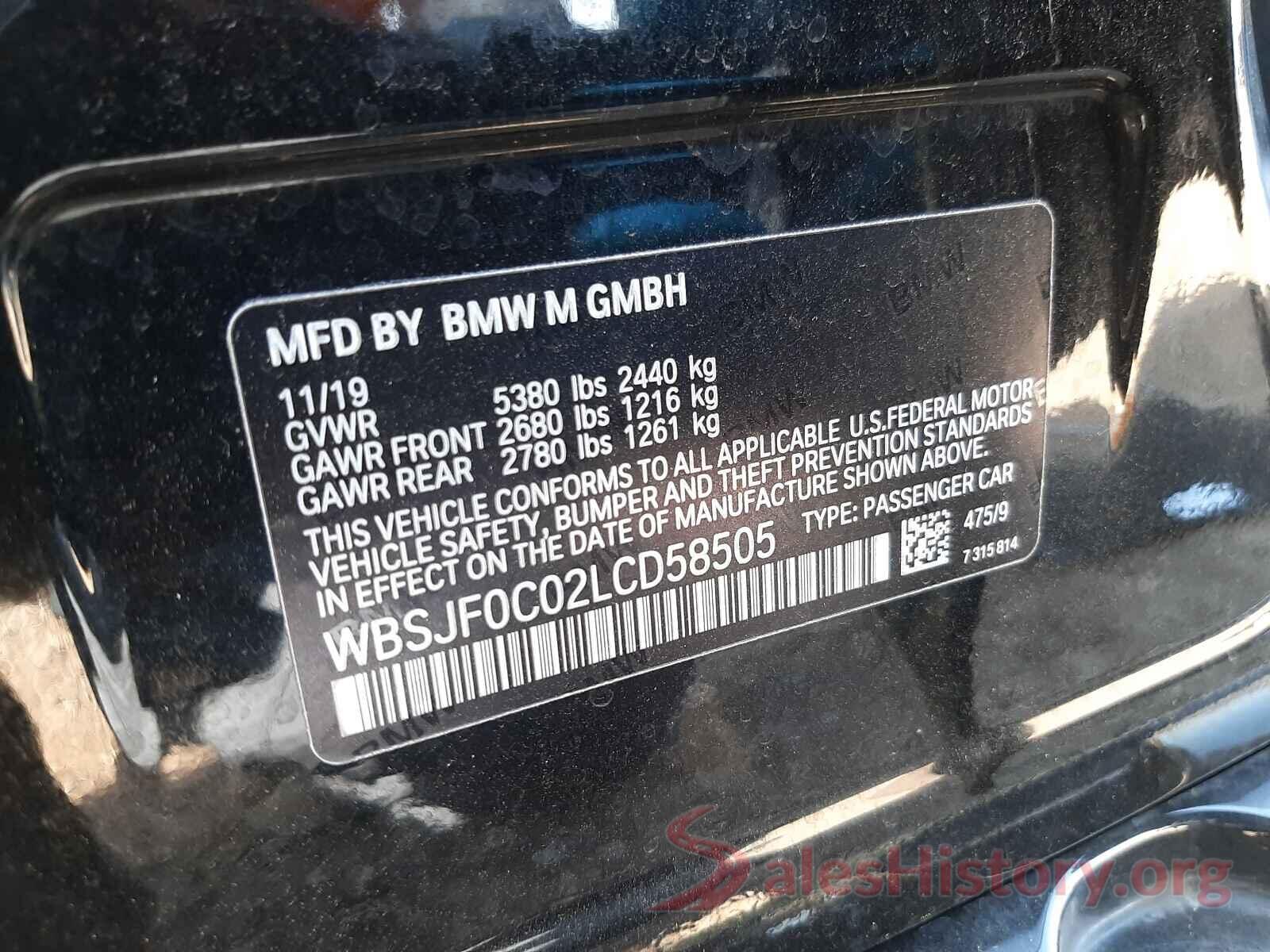 WBSJF0C02LCD58505 2020 BMW M5