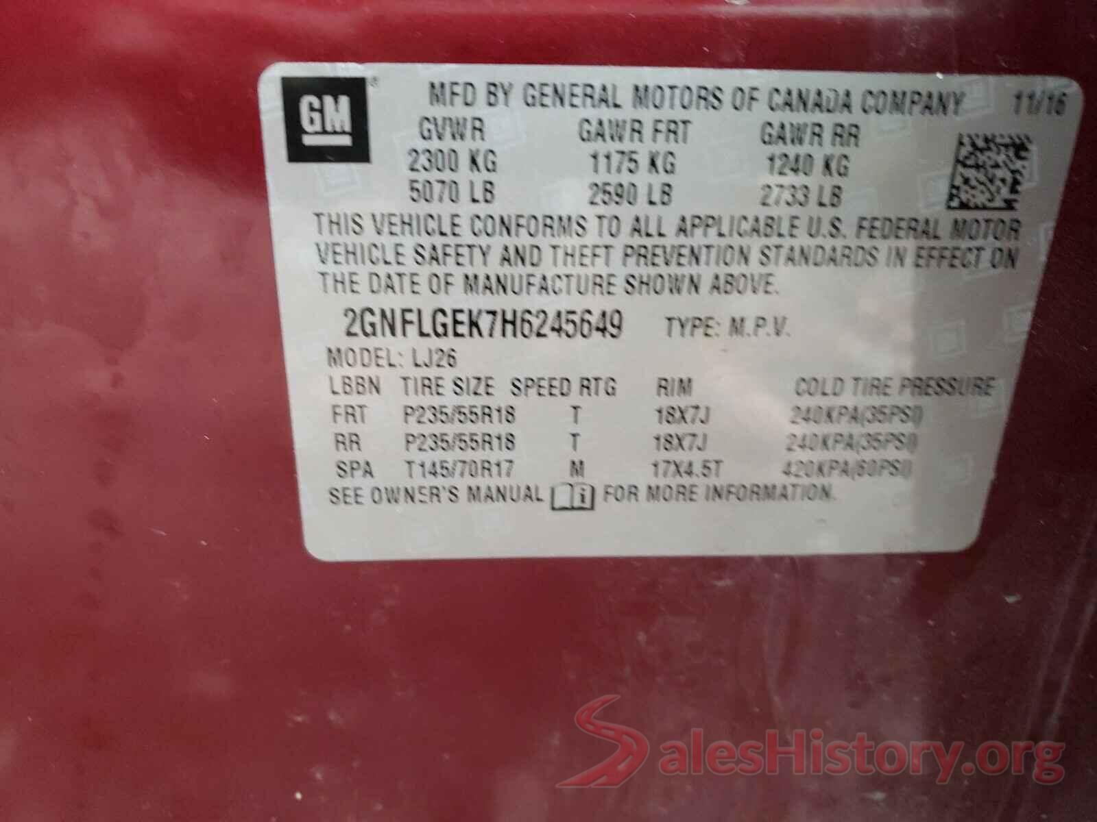 2GNFLGEK7H6245649 2017 CHEVROLET EQUINOX