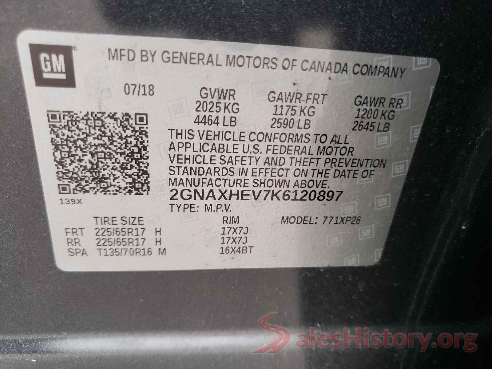 2GNAXHEV7K6120897 2019 CHEVROLET EQUINOX