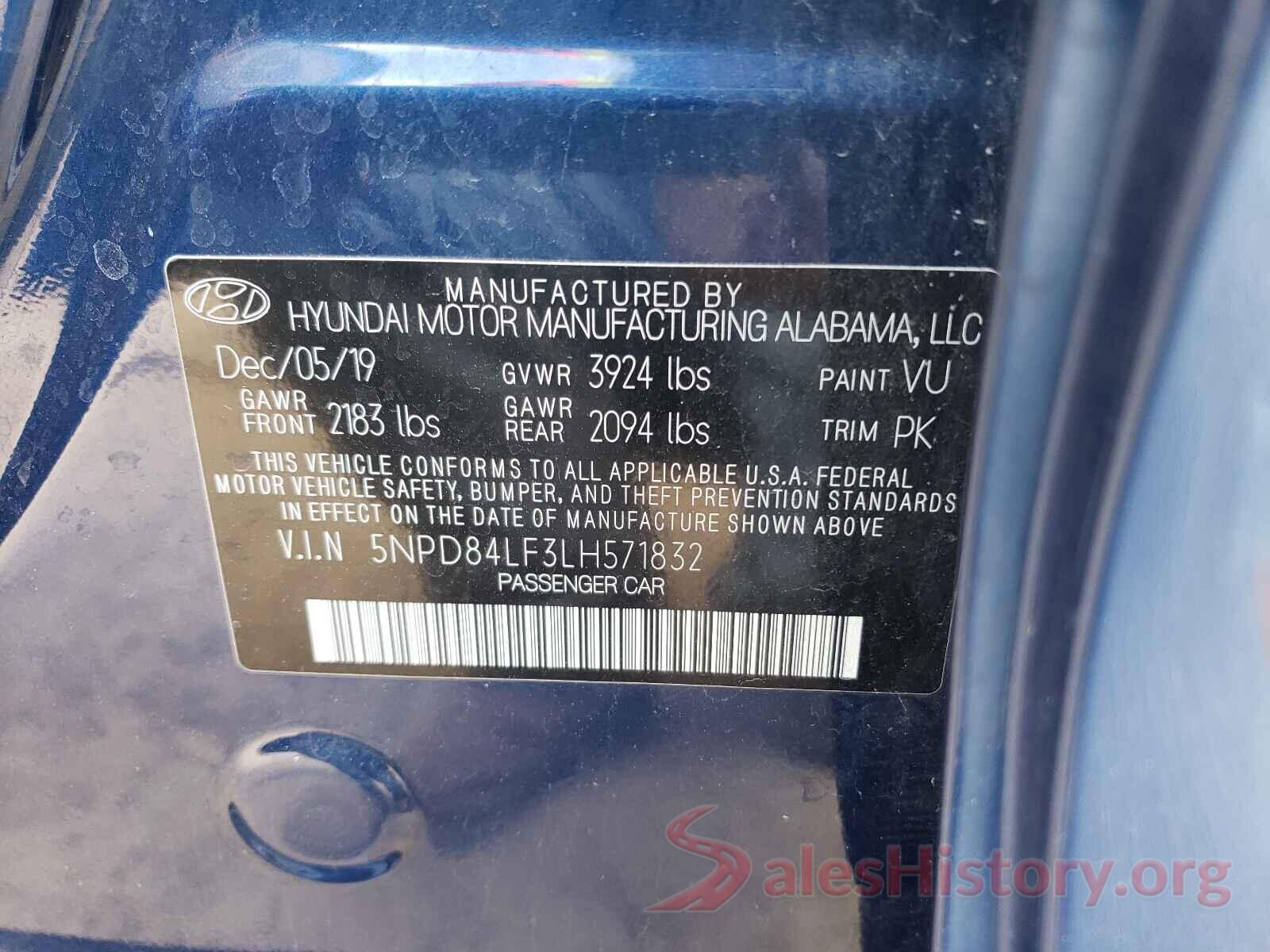 5NPD84LF3LH571832 2020 HYUNDAI ELANTRA