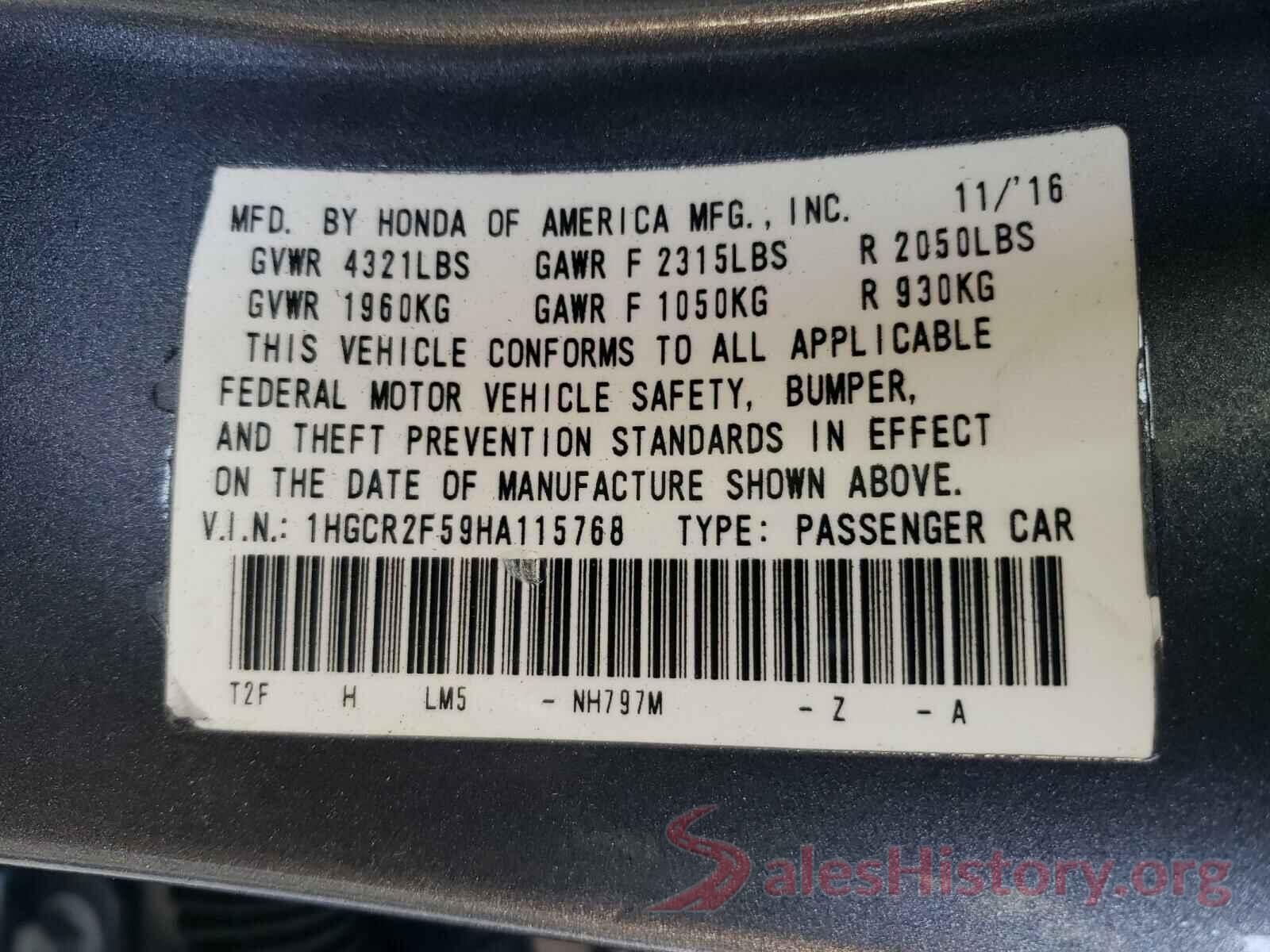 1HGCR2F59HA115768 2017 HONDA ACCORD