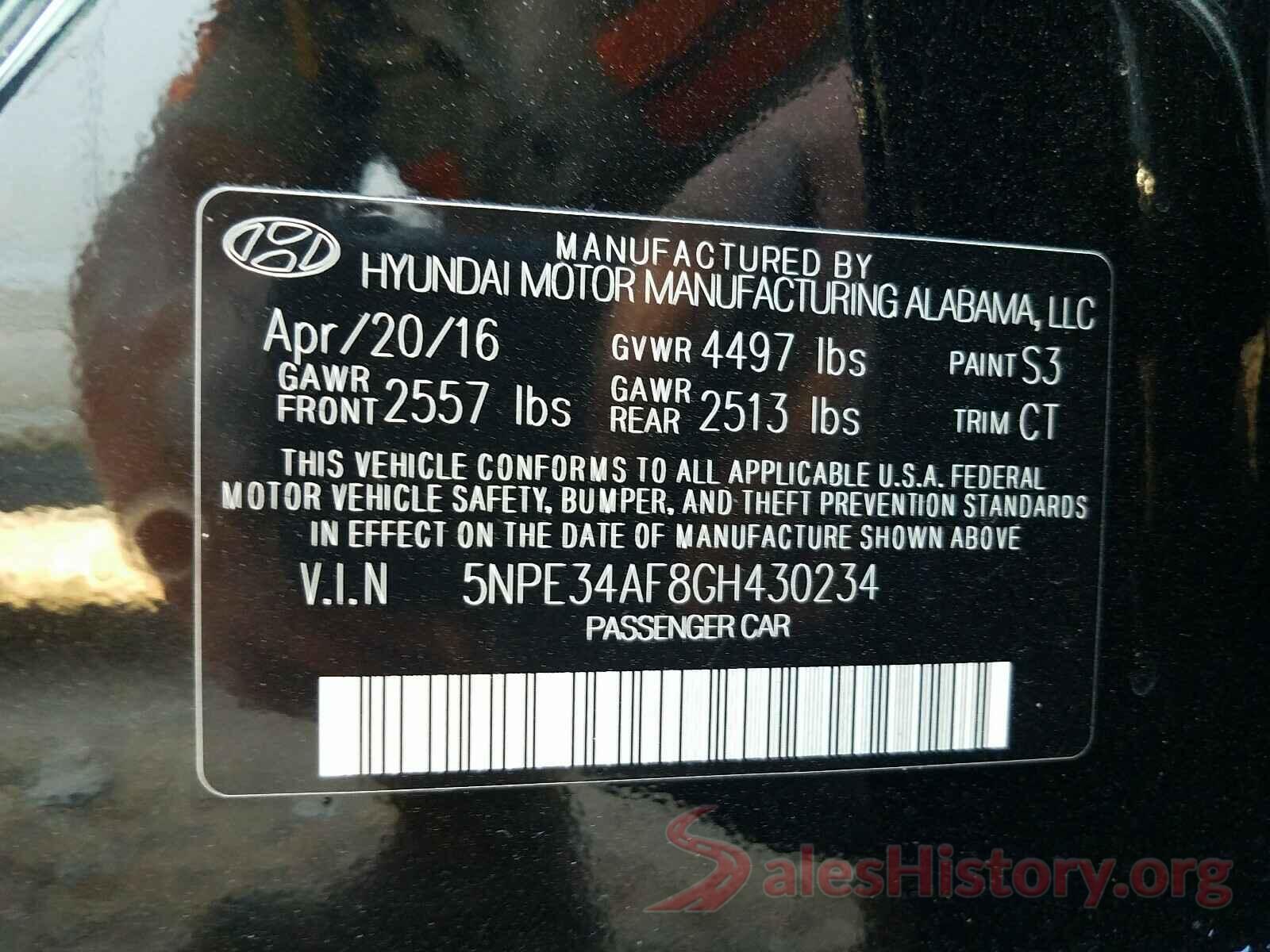 5NPE34AF8GH430234 2016 HYUNDAI SONATA