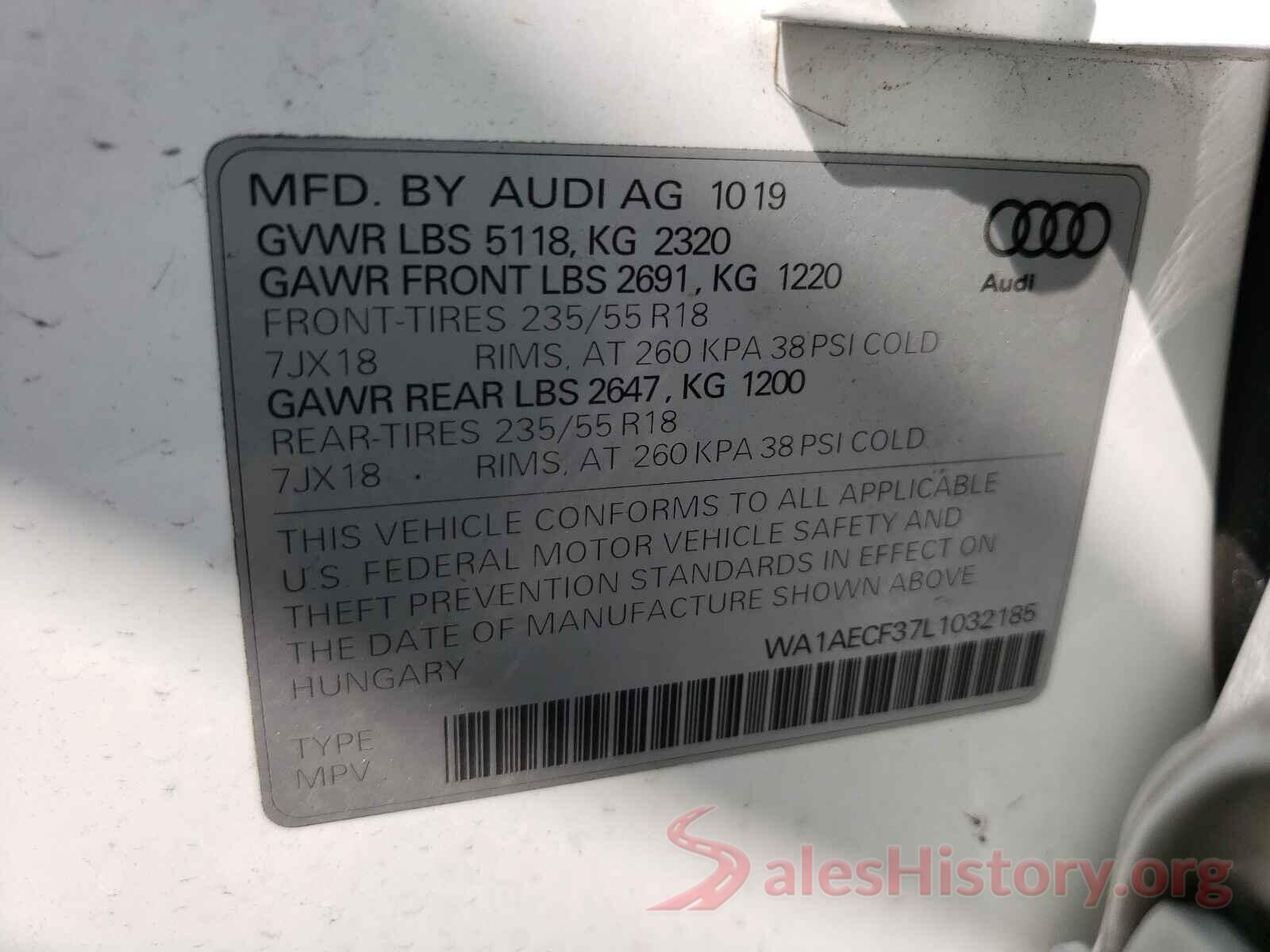 WA1AECF37L1032185 2020 AUDI Q3