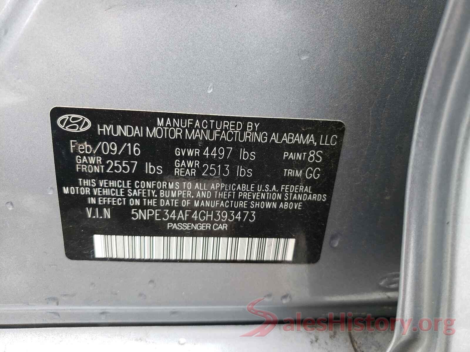 5NPE34AF4GH393473 2016 HYUNDAI SONATA