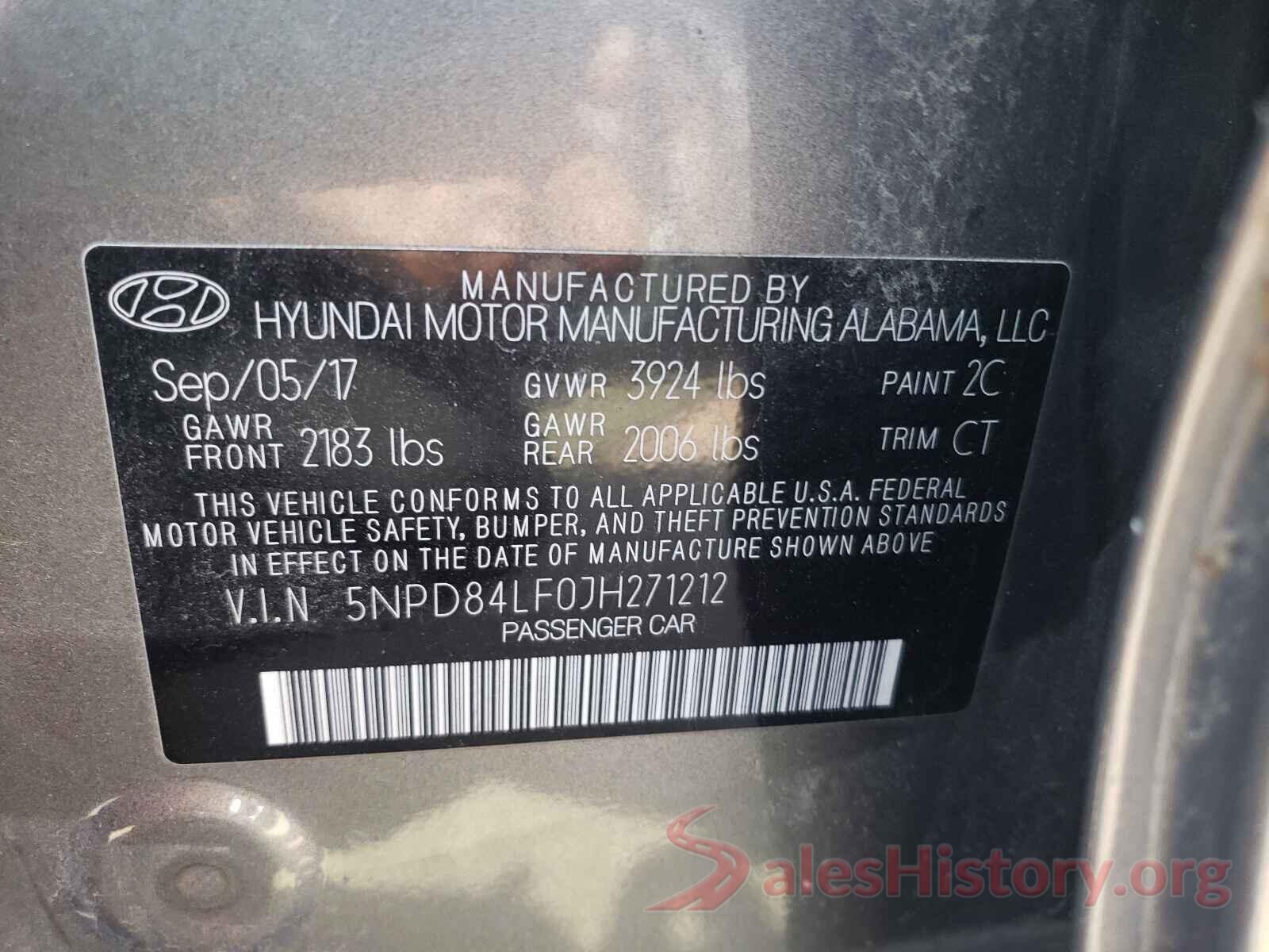 5NPD84LF0JH271212 2018 HYUNDAI ELANTRA