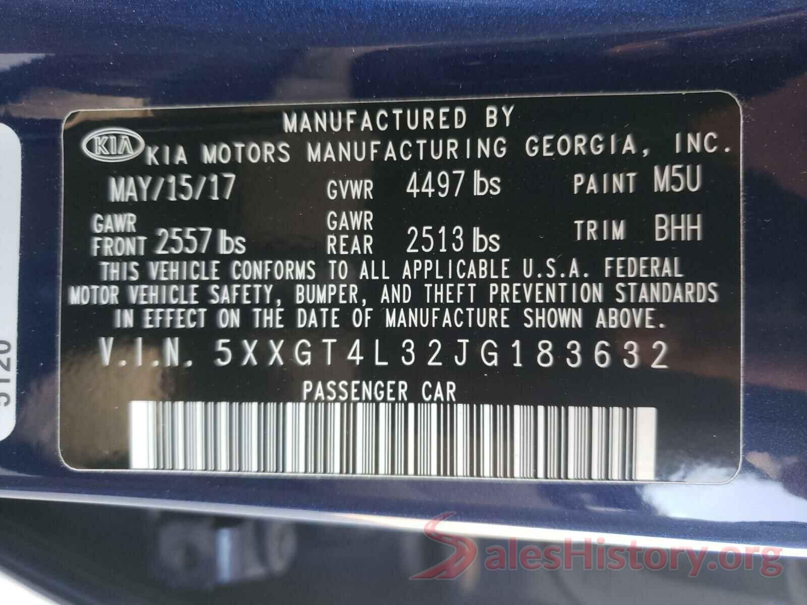 5XXGT4L32JG183632 2018 KIA OPTIMA