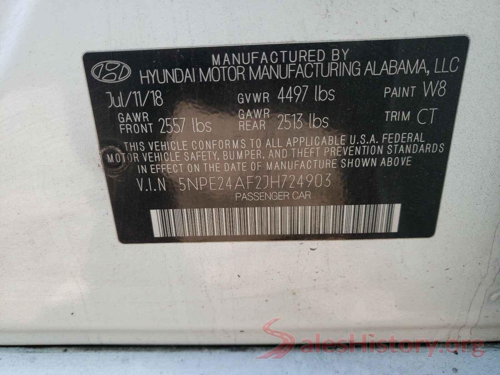 5NPE24AF2JH724903 2018 HYUNDAI SONATA