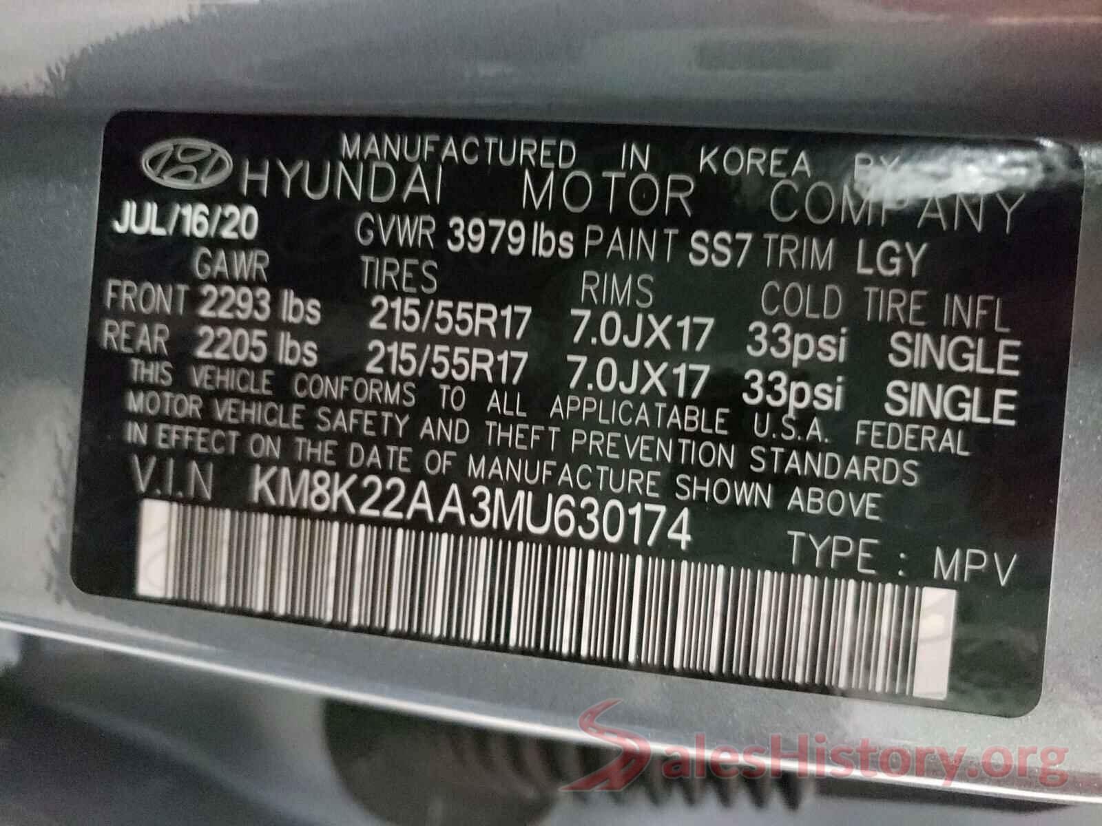 KM8K22AA3MU630174 2021 HYUNDAI KONA