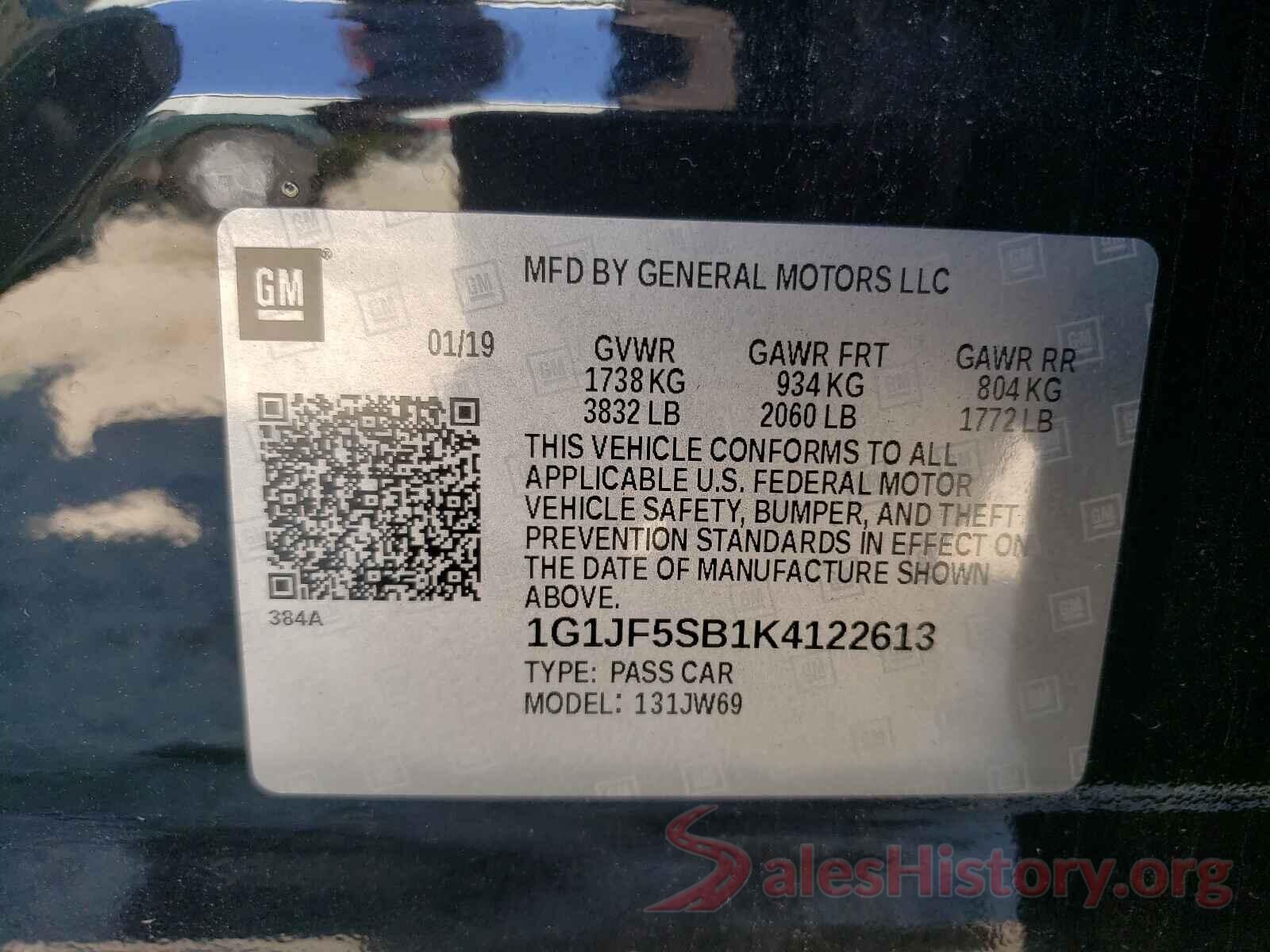 1G1JF5SB1K4122613 2019 CHEVROLET SONIC