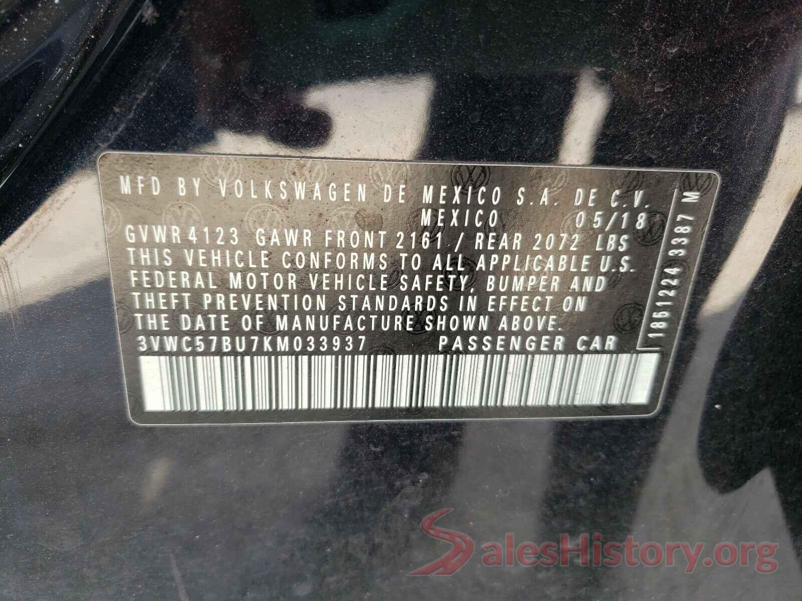 3VWC57BU7KM033937 2019 VOLKSWAGEN JETTA