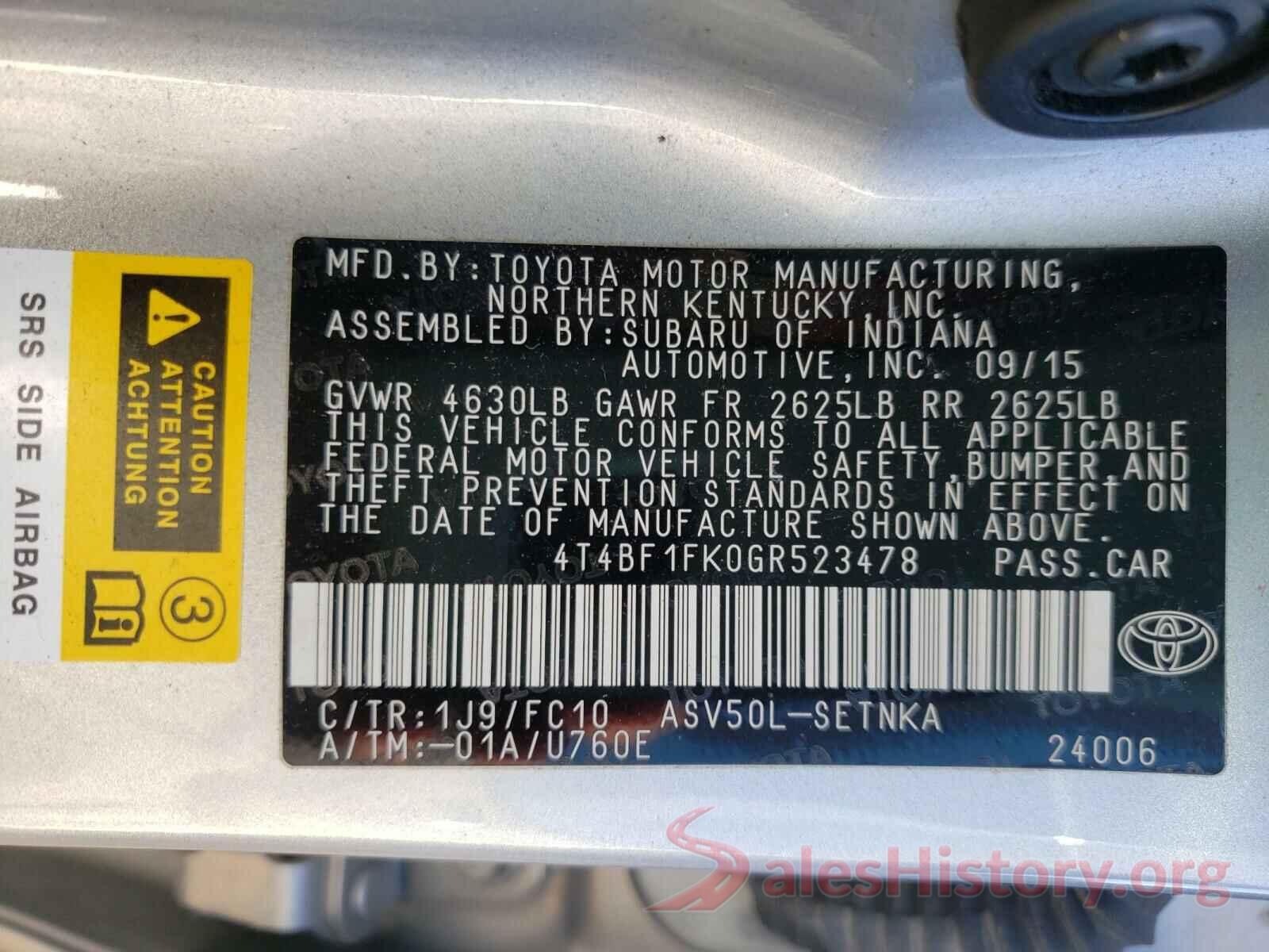 4T4BF1FK0GR523478 2016 TOYOTA CAMRY