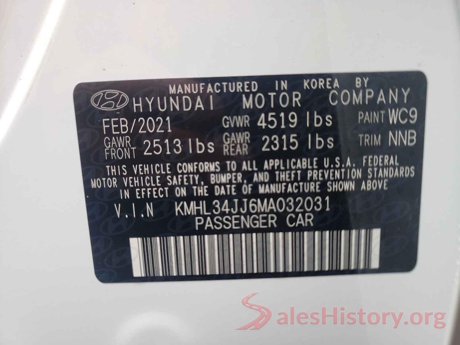 KMHL34JJ6MA032031 2021 HYUNDAI SONATA