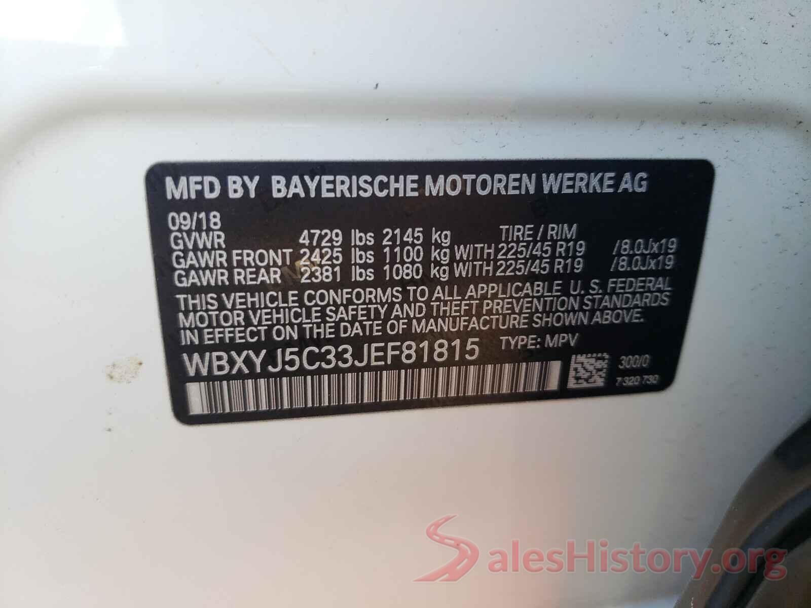 WBXYJ5C33JEF81815 2018 BMW X2