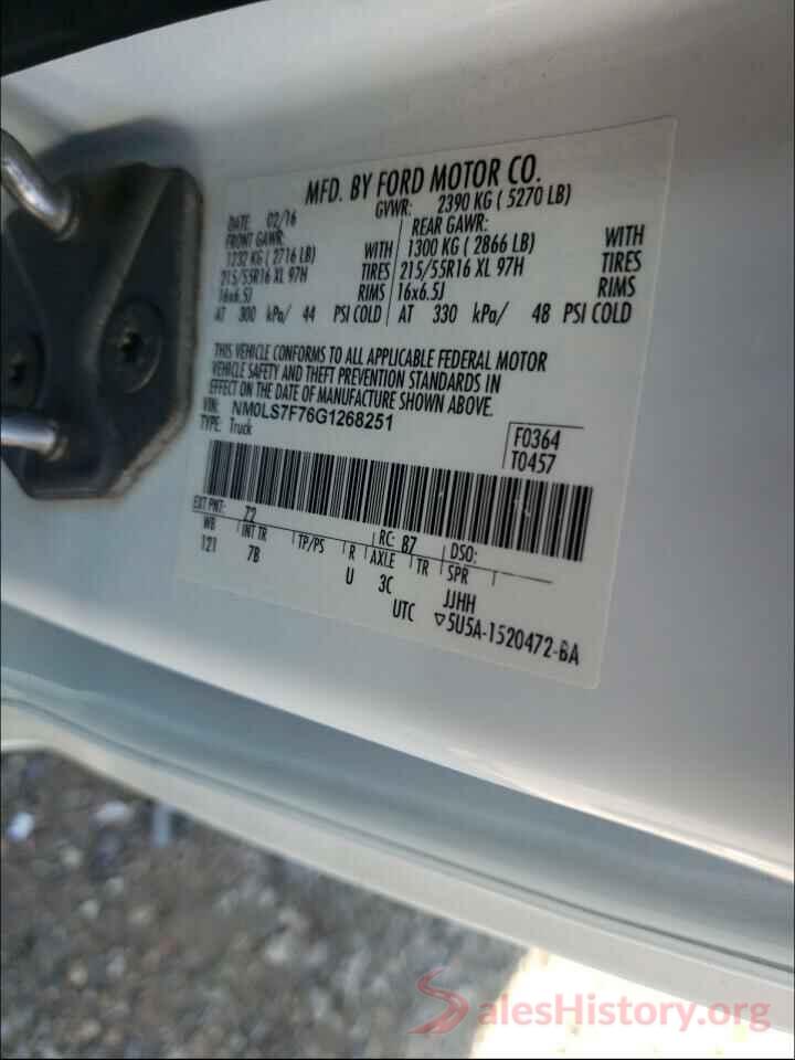 NM0LS7F76G1268251 2016 FORD TRANSIT CO