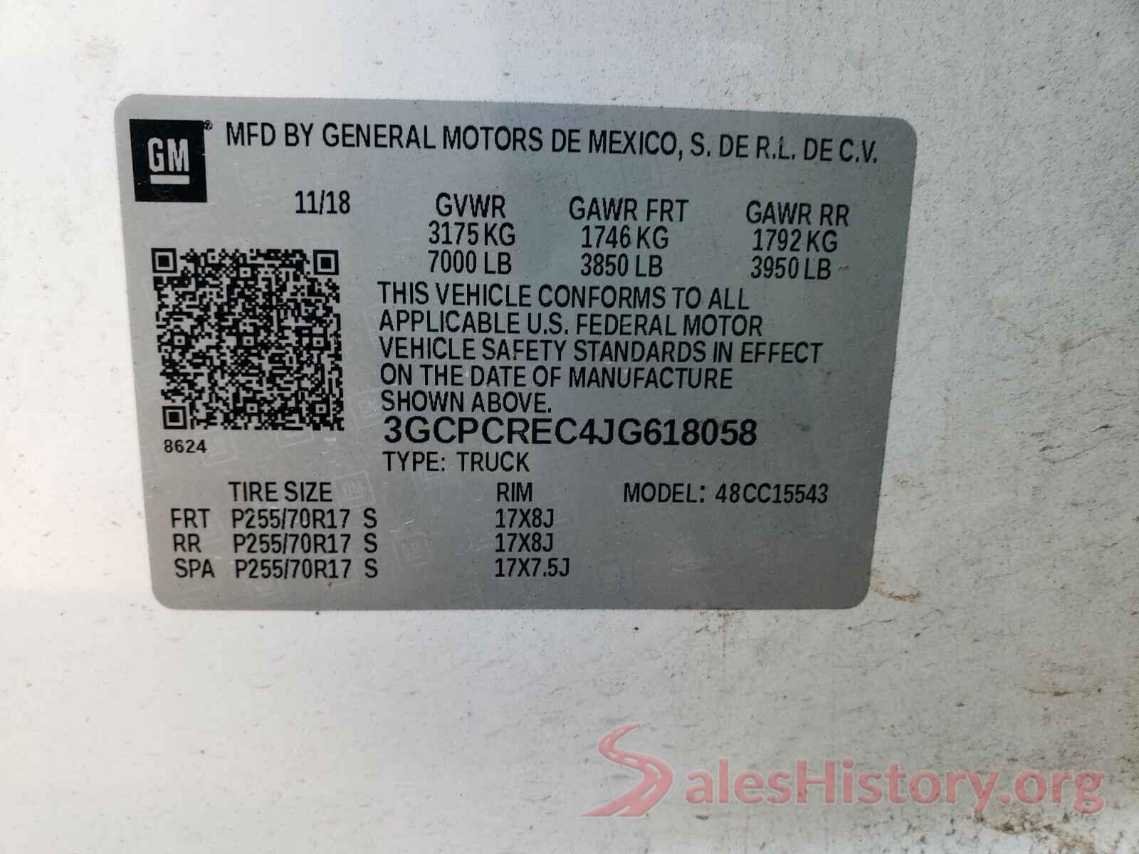 3GCPCREC4JG618058 2018 CHEVROLET SILVERADO