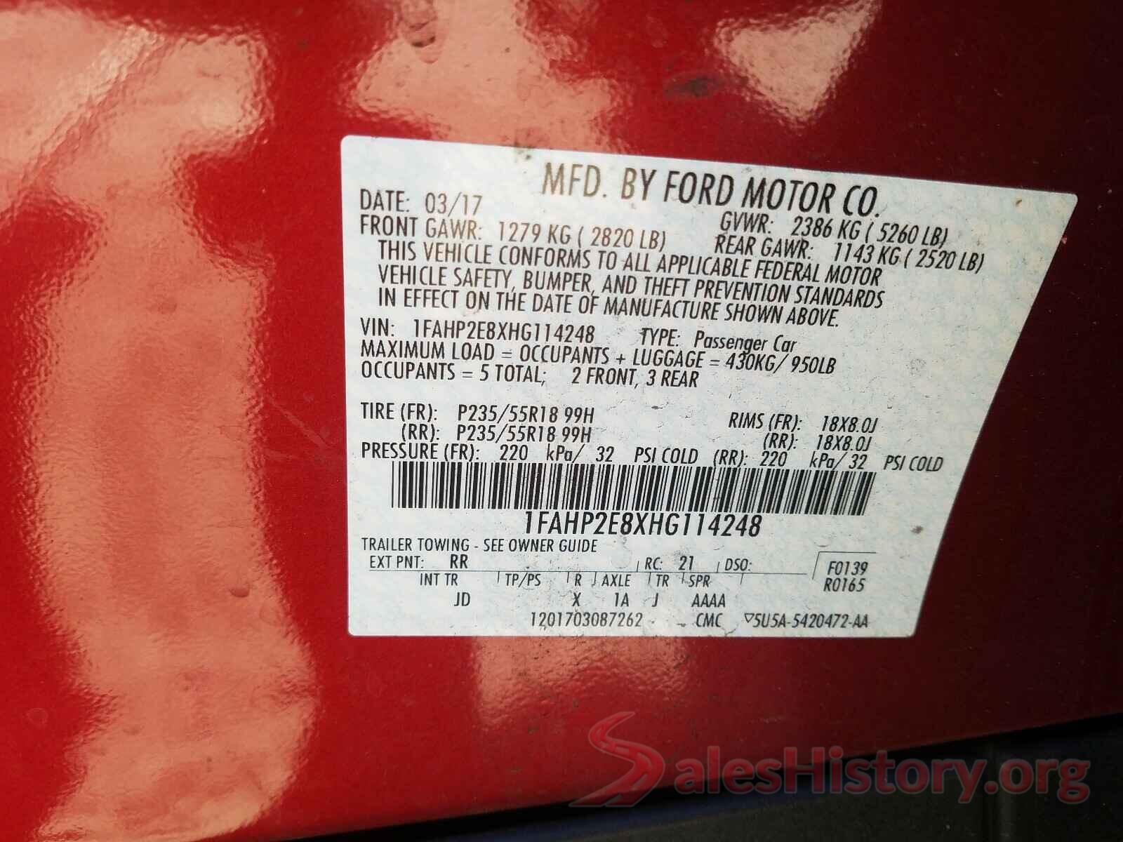 1FAHP2E8XHG114248 2017 FORD TAURUS