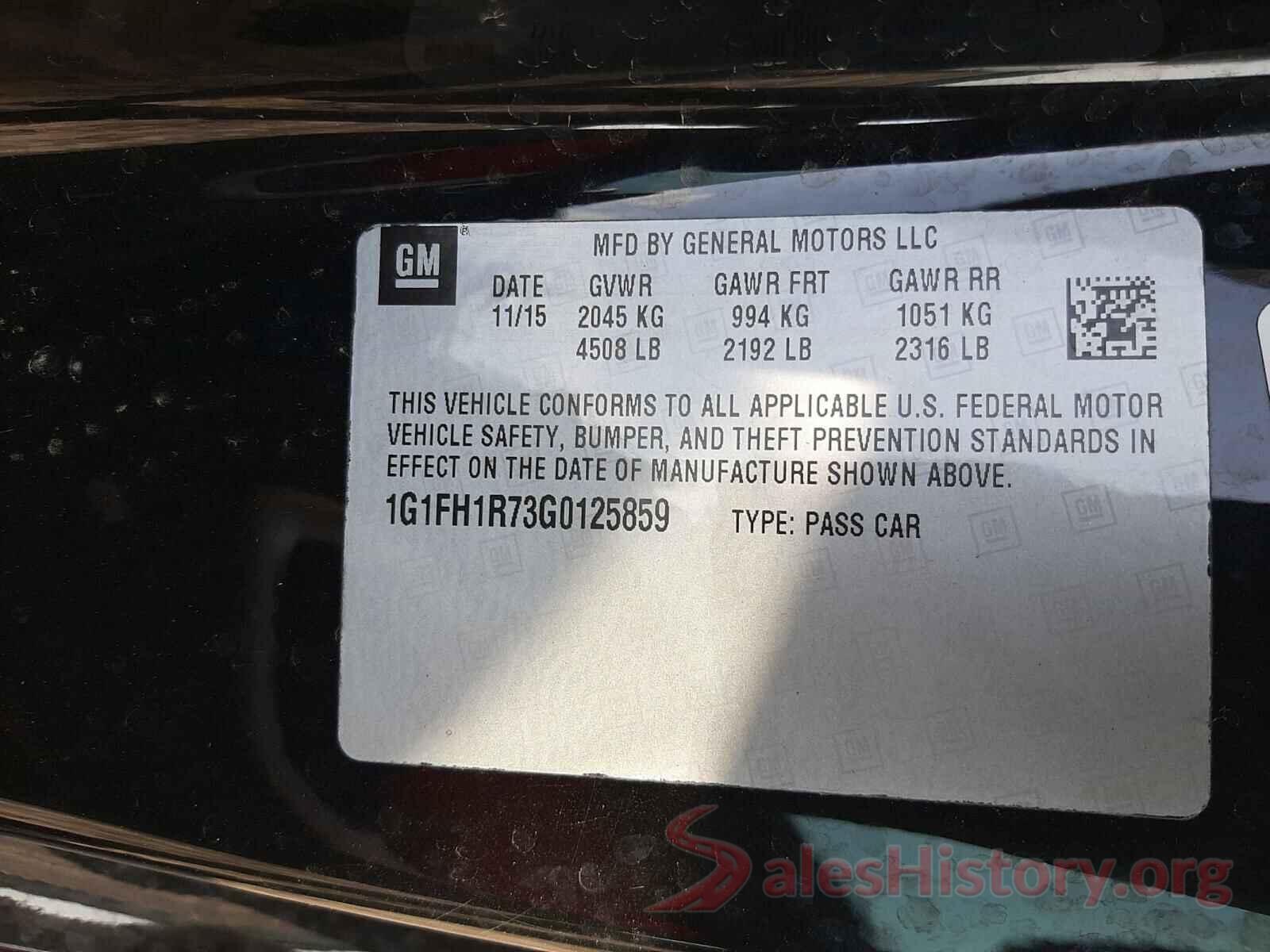 1G1FH1R73G0125859 2016 CHEVROLET CAMARO