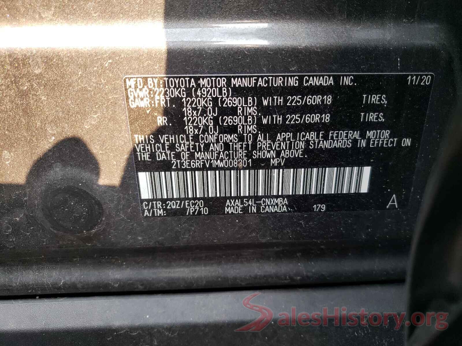 2T3E6RFV1MW008301 2021 TOYOTA RAV4