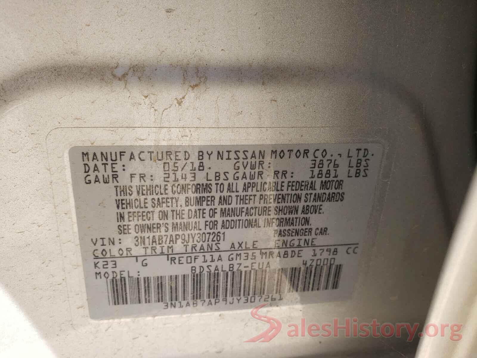 3N1AB7AP9JY307261 2018 NISSAN SENTRA