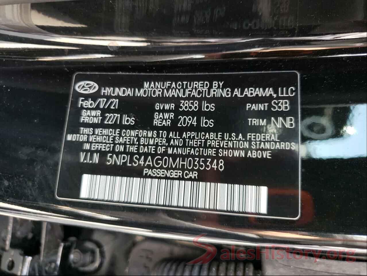 5NPLS4AG0MH035348 2021 HYUNDAI ELANTRA