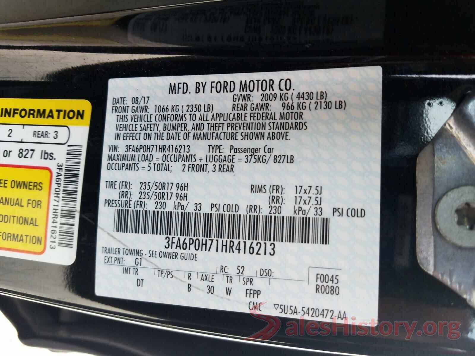 3FA6P0H71HR416213 2017 FORD FUSION