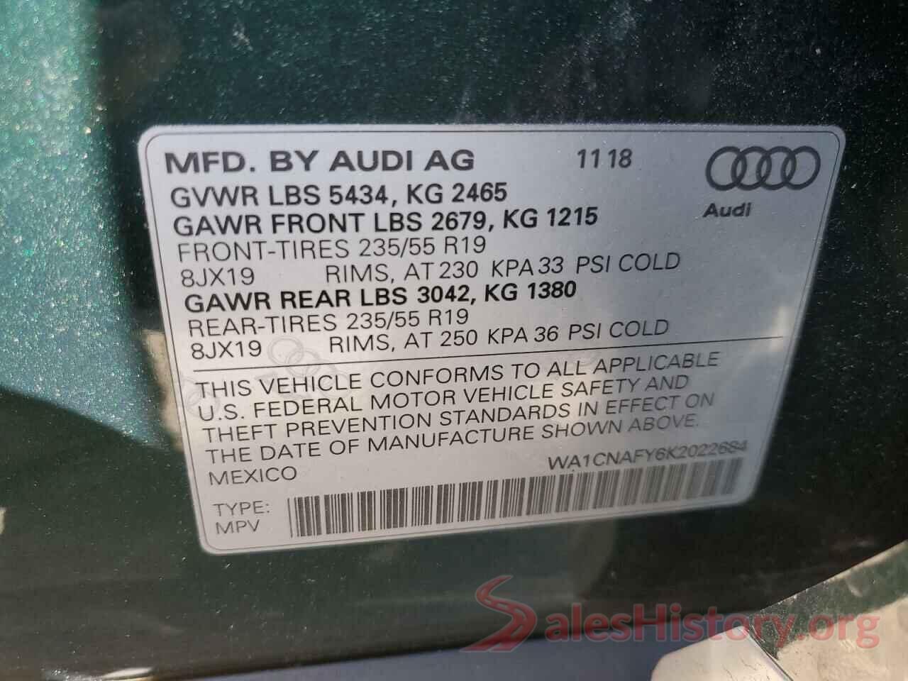 WA1CNAFY6K2022684 2019 AUDI Q5