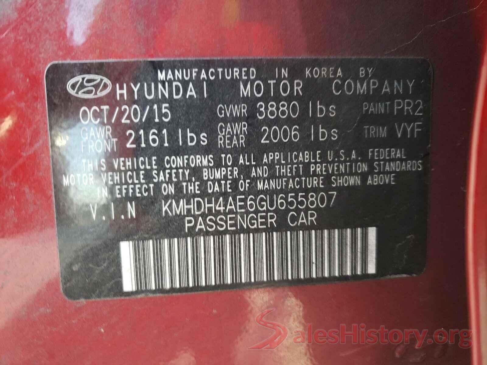 KMHDH4AE6GU655807 2016 HYUNDAI ELANTRA