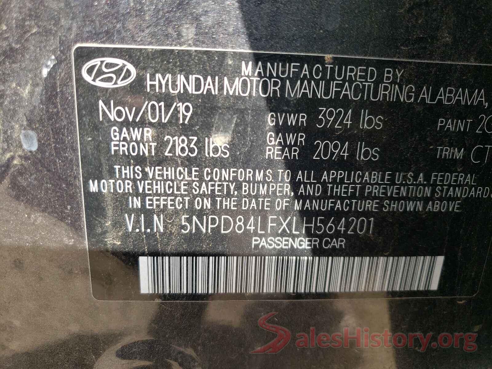 5NPD84LFXLH564201 2020 HYUNDAI ELANTRA