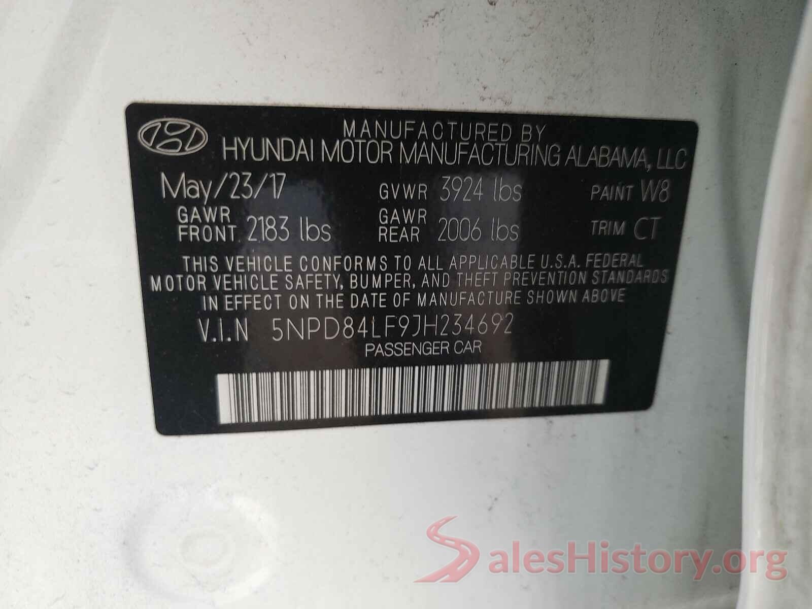 5NPD84LF9JH234692 2018 HYUNDAI ELANTRA