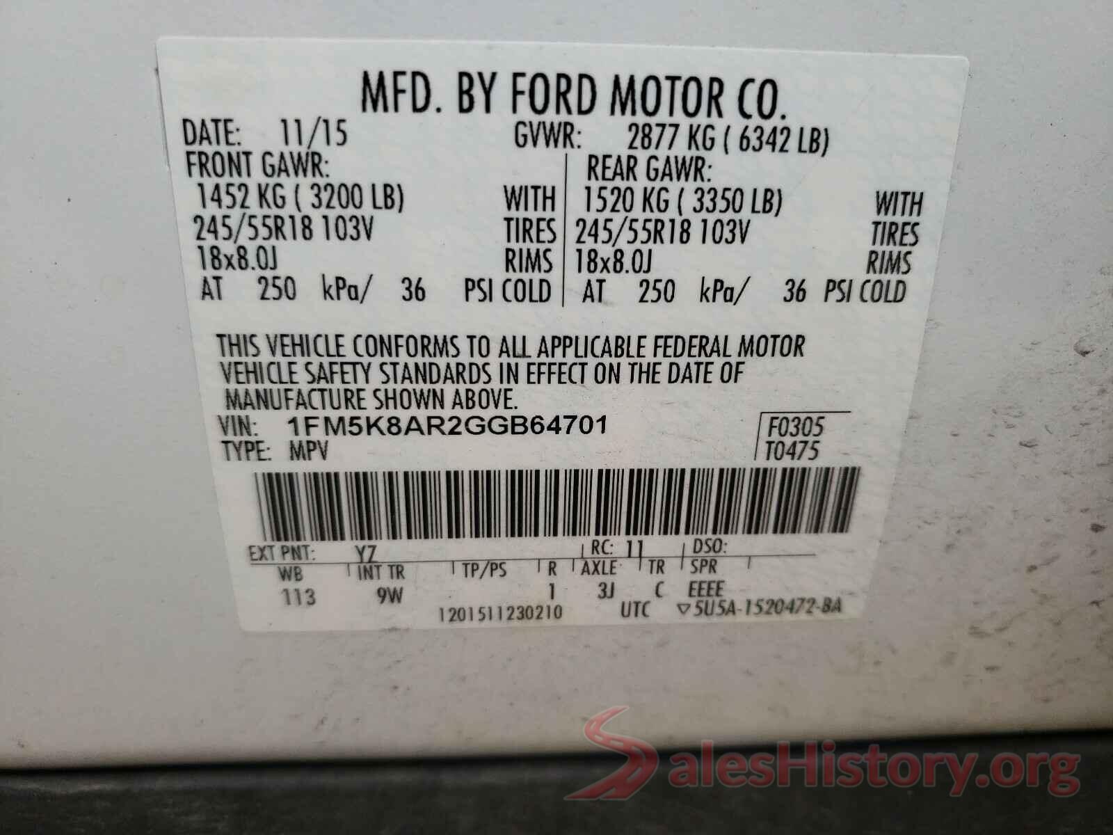 1FM5K8AR2GGB64701 2016 FORD EXPLORER