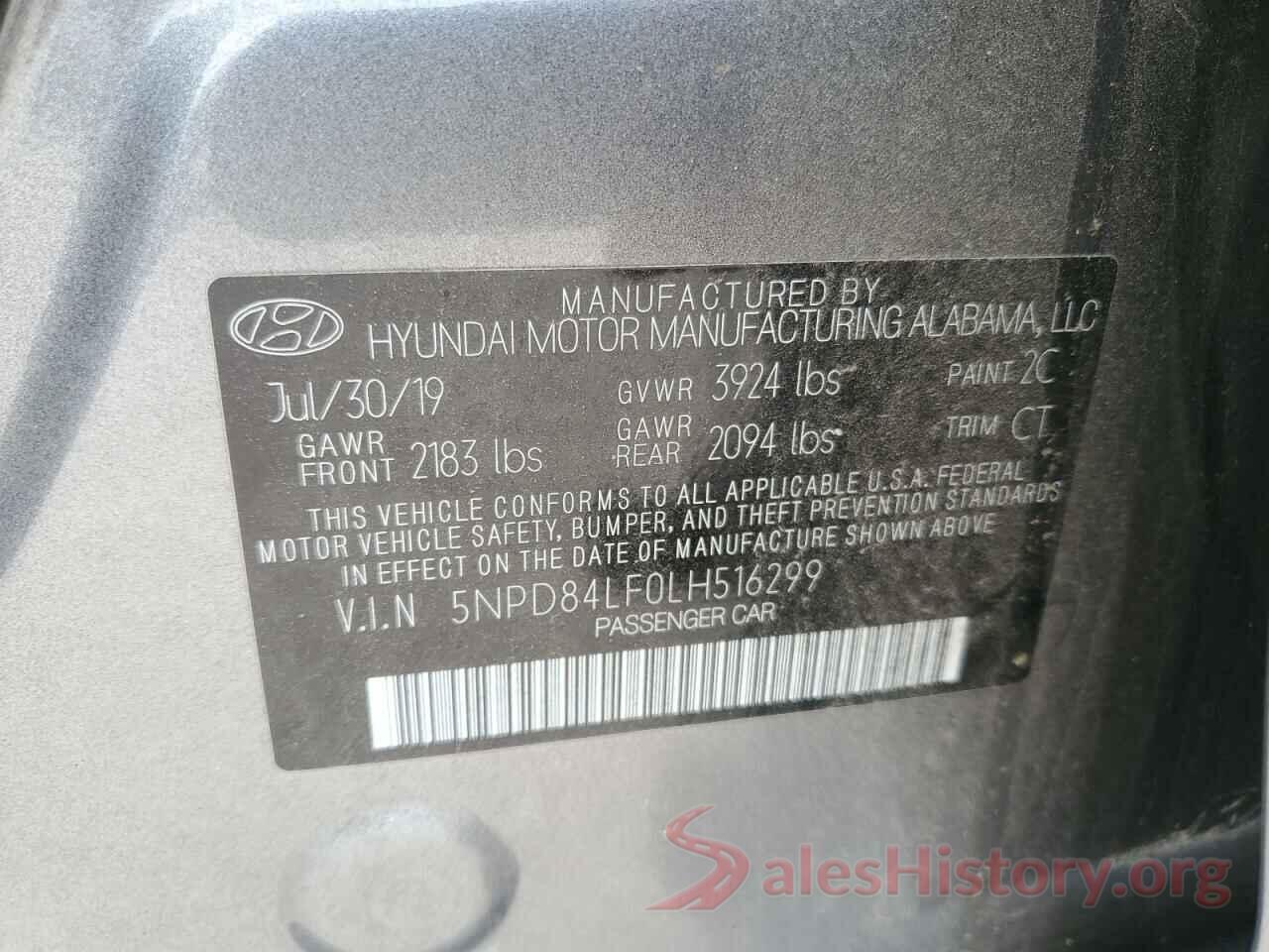 5NPD84LF0LH516299 2020 HYUNDAI ELANTRA