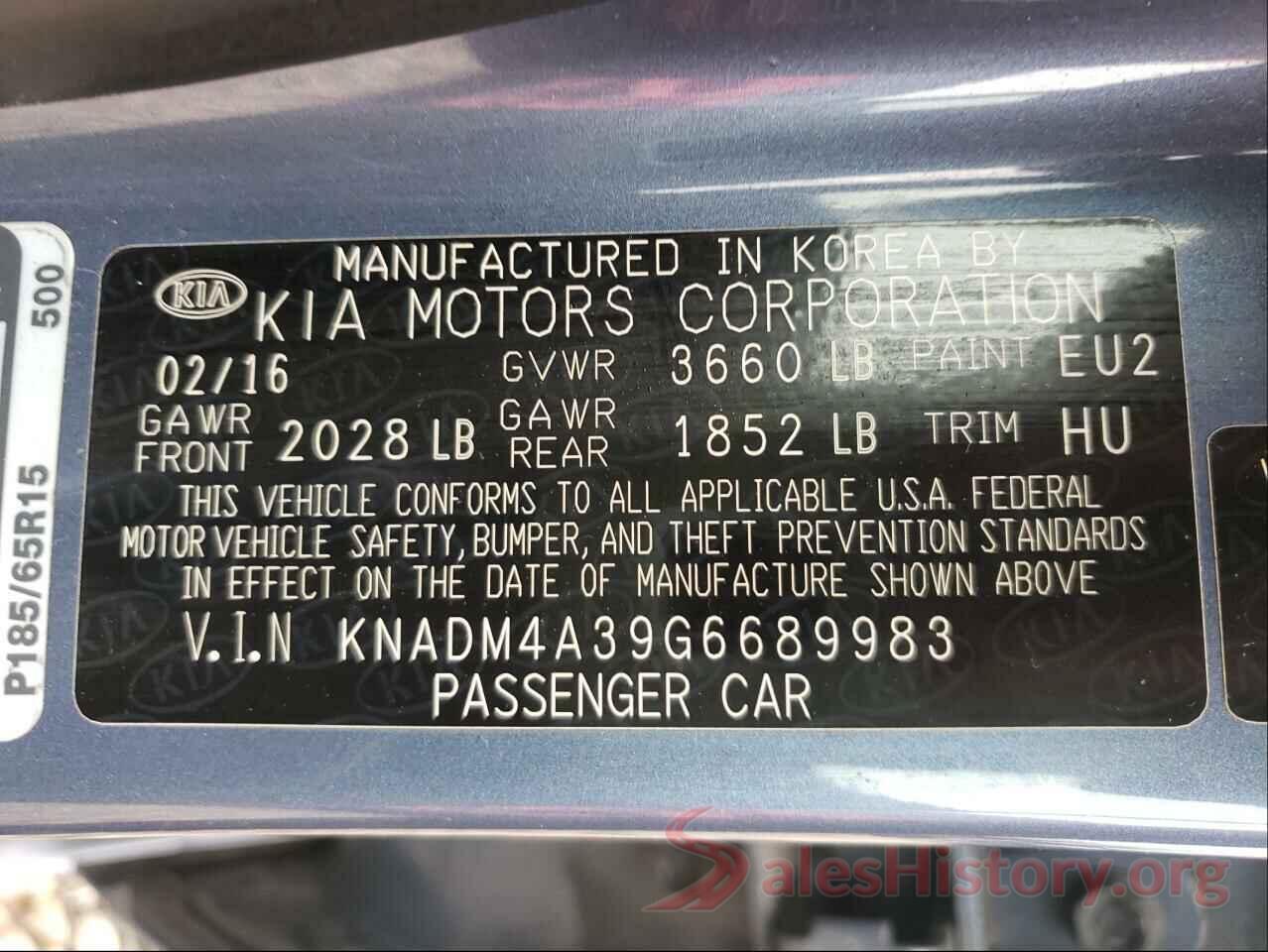 KNADM4A39G6689983 2016 KIA RIO