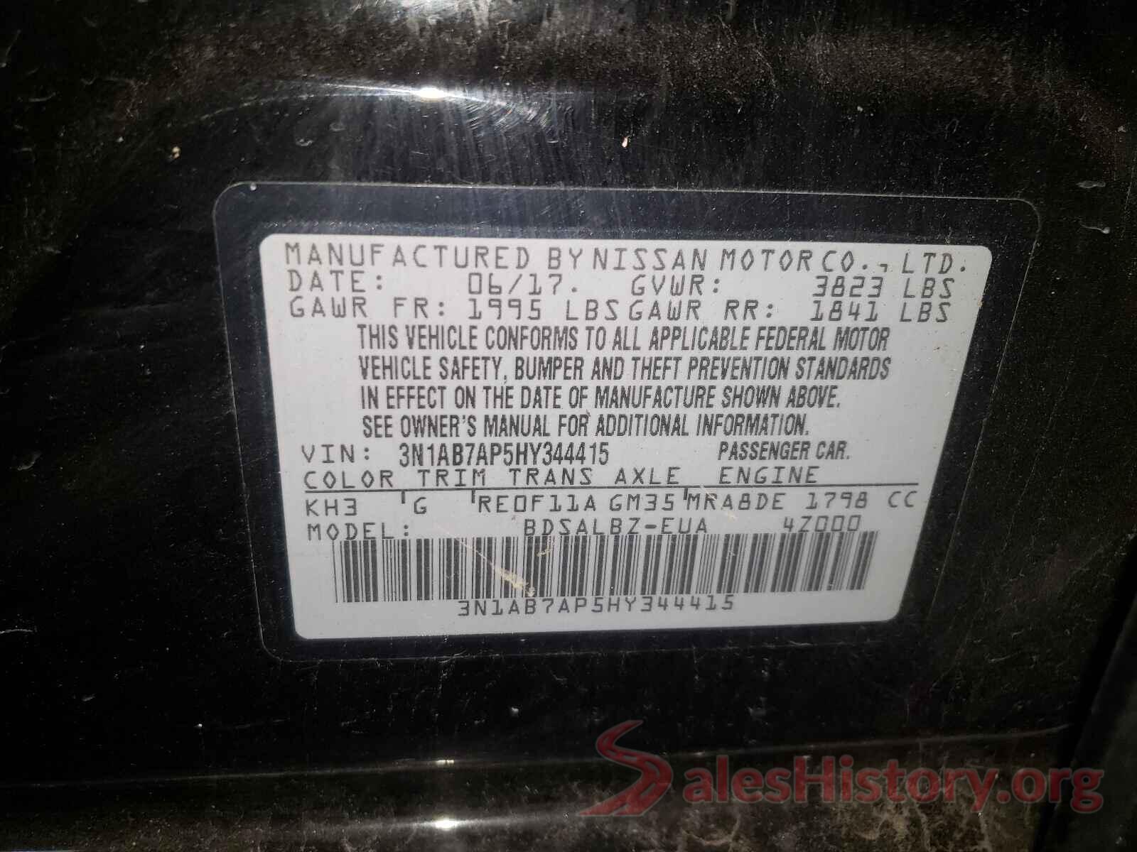 3N1AB7AP5HY344415 2017 NISSAN SENTRA