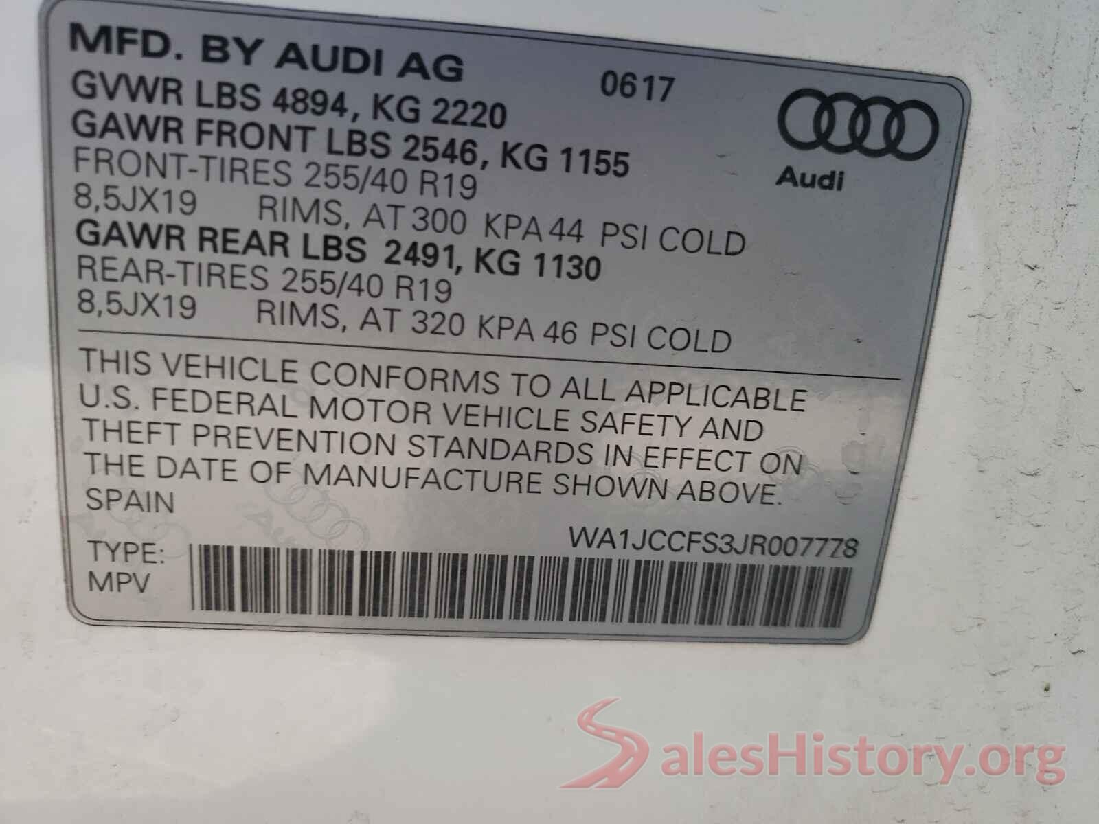 WA1JCCFS3JR007778 2018 AUDI Q3