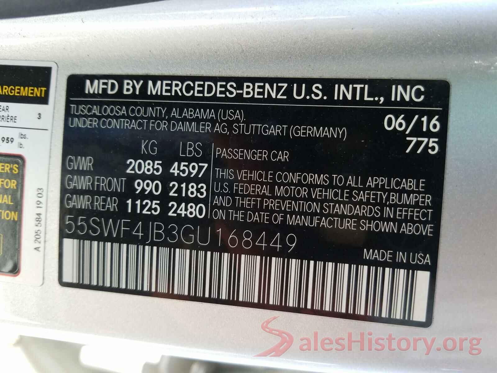 55SWF4JB3GU168449 2016 MERCEDES-BENZ C CLASS