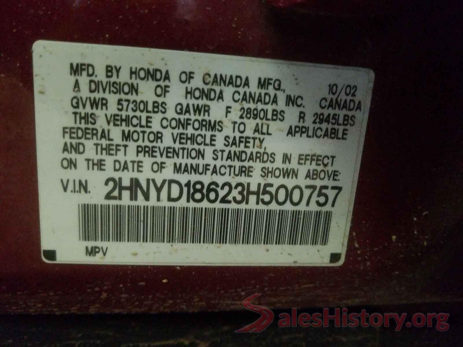 2HNYD18623H500757 2003 ACURA MDX