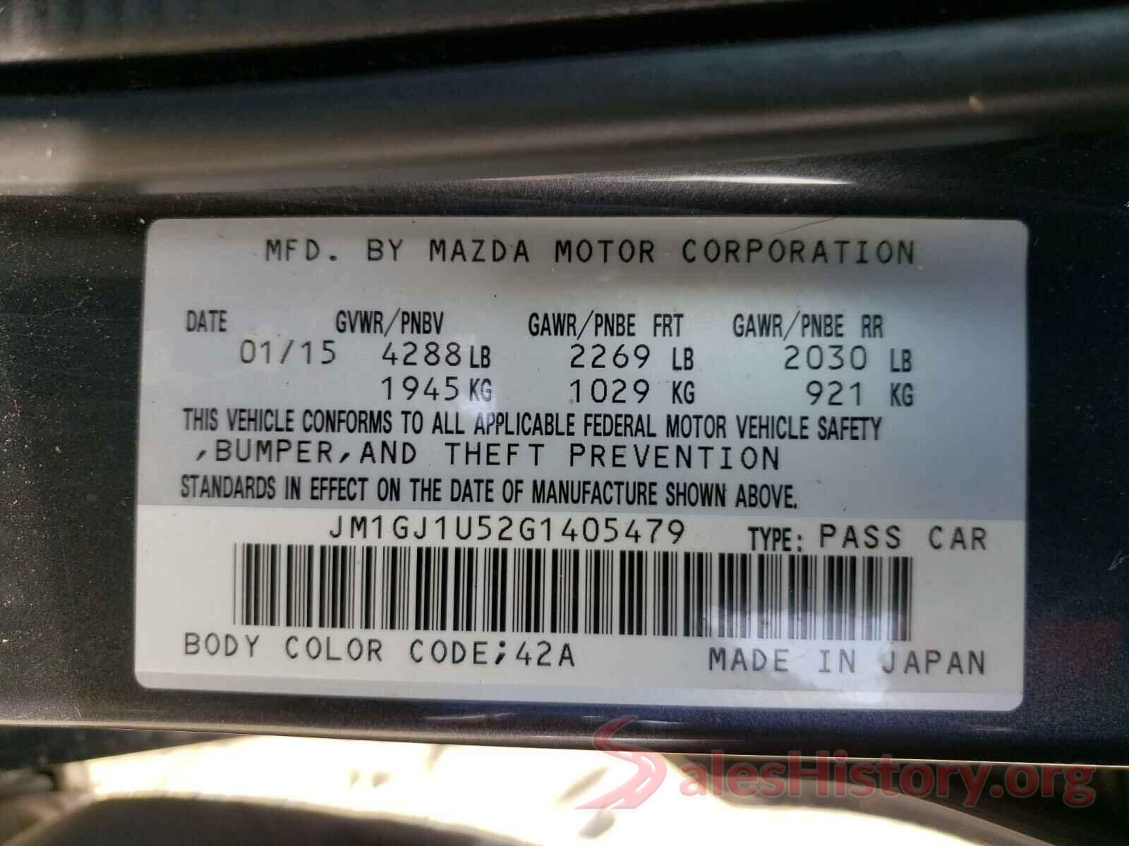 JM1GJ1U52G1405479 2016 MAZDA 6