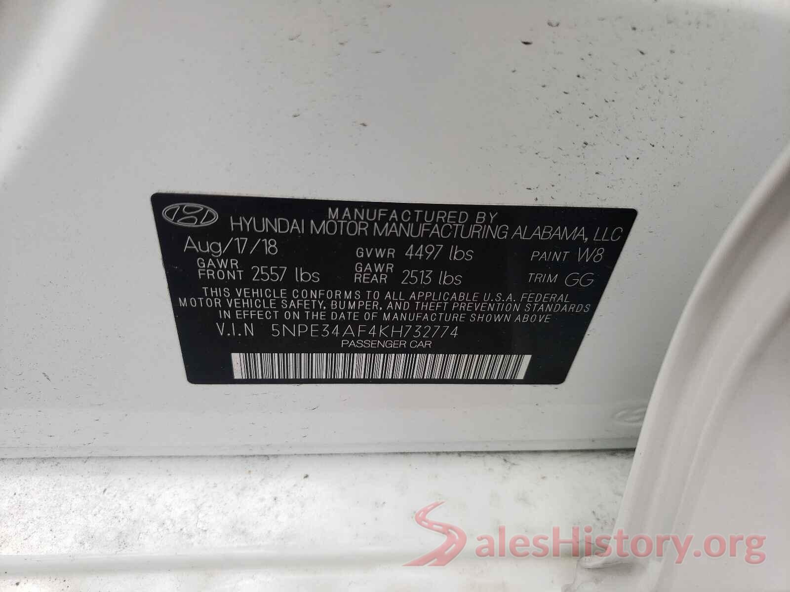 5NPE34AF4KH732774 2019 HYUNDAI SONATA