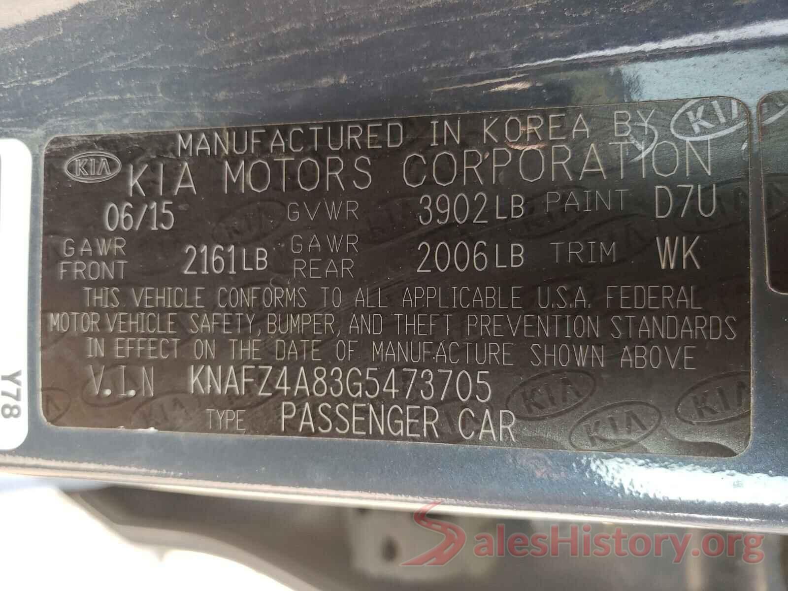 KNAFZ4A83G5473705 2016 KIA FORTE