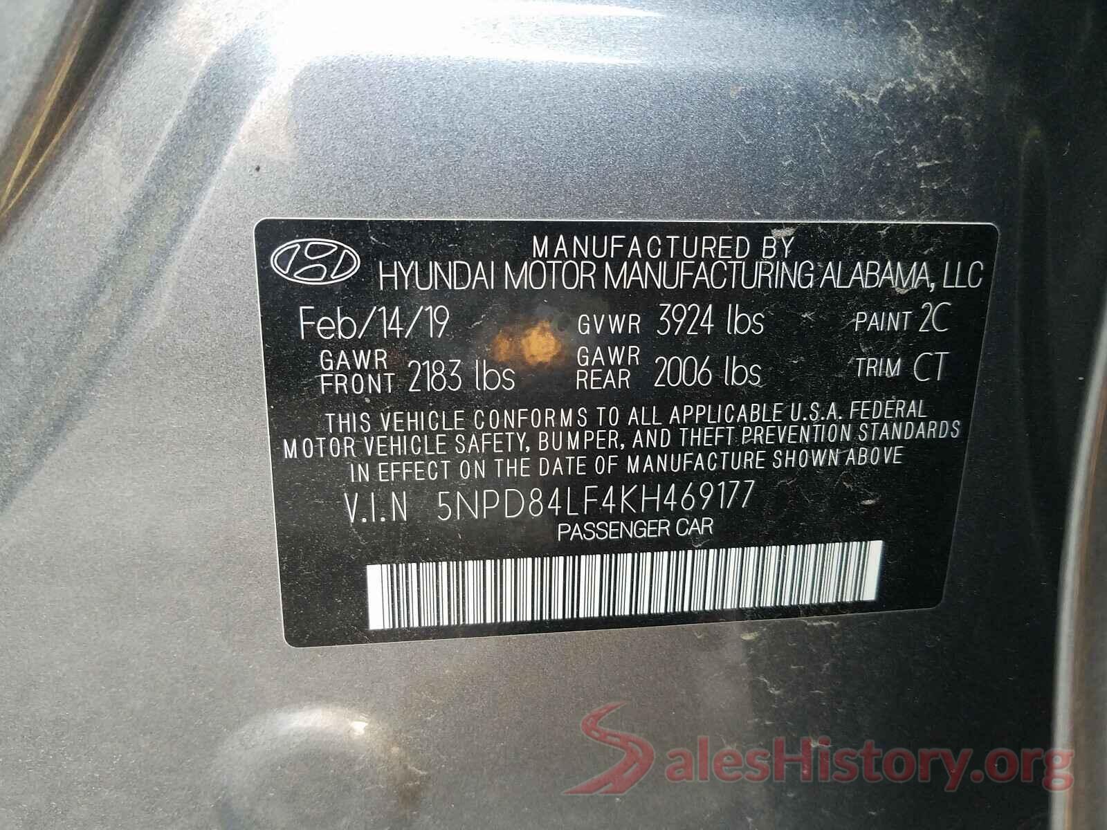 5NPD84LF4KH469177 2019 HYUNDAI ELANTRA