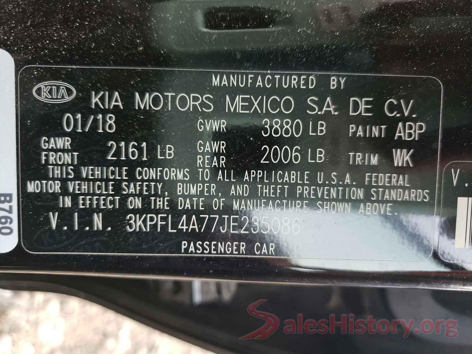 3KPFL4A77JE235086 2018 KIA FORTE