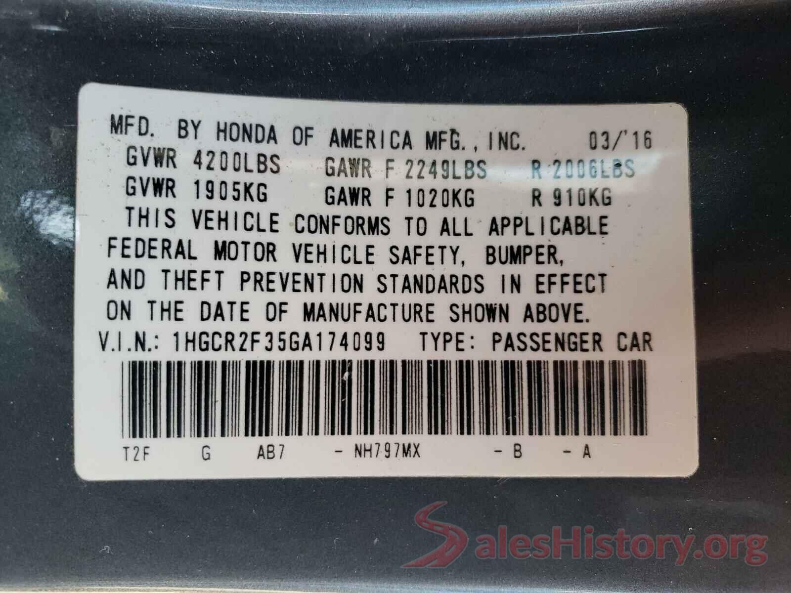 1HGCR2F35GA174099 2016 HONDA ACCORD