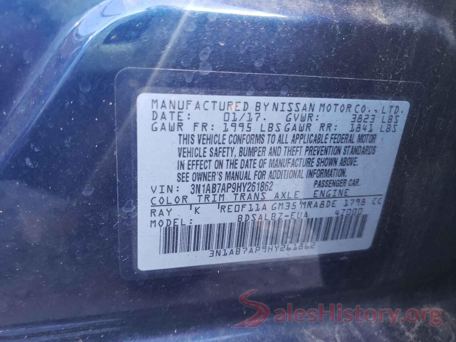 3N1AB7AP9HY261862 2017 NISSAN SENTRA