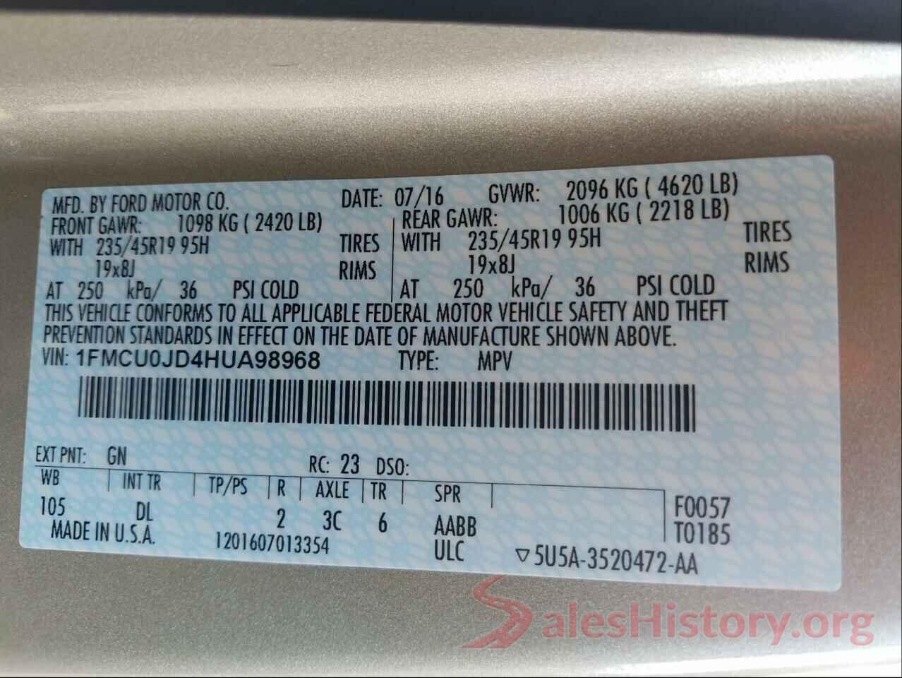 1FMCU0JD4HUA98968 2017 FORD ESCAPE