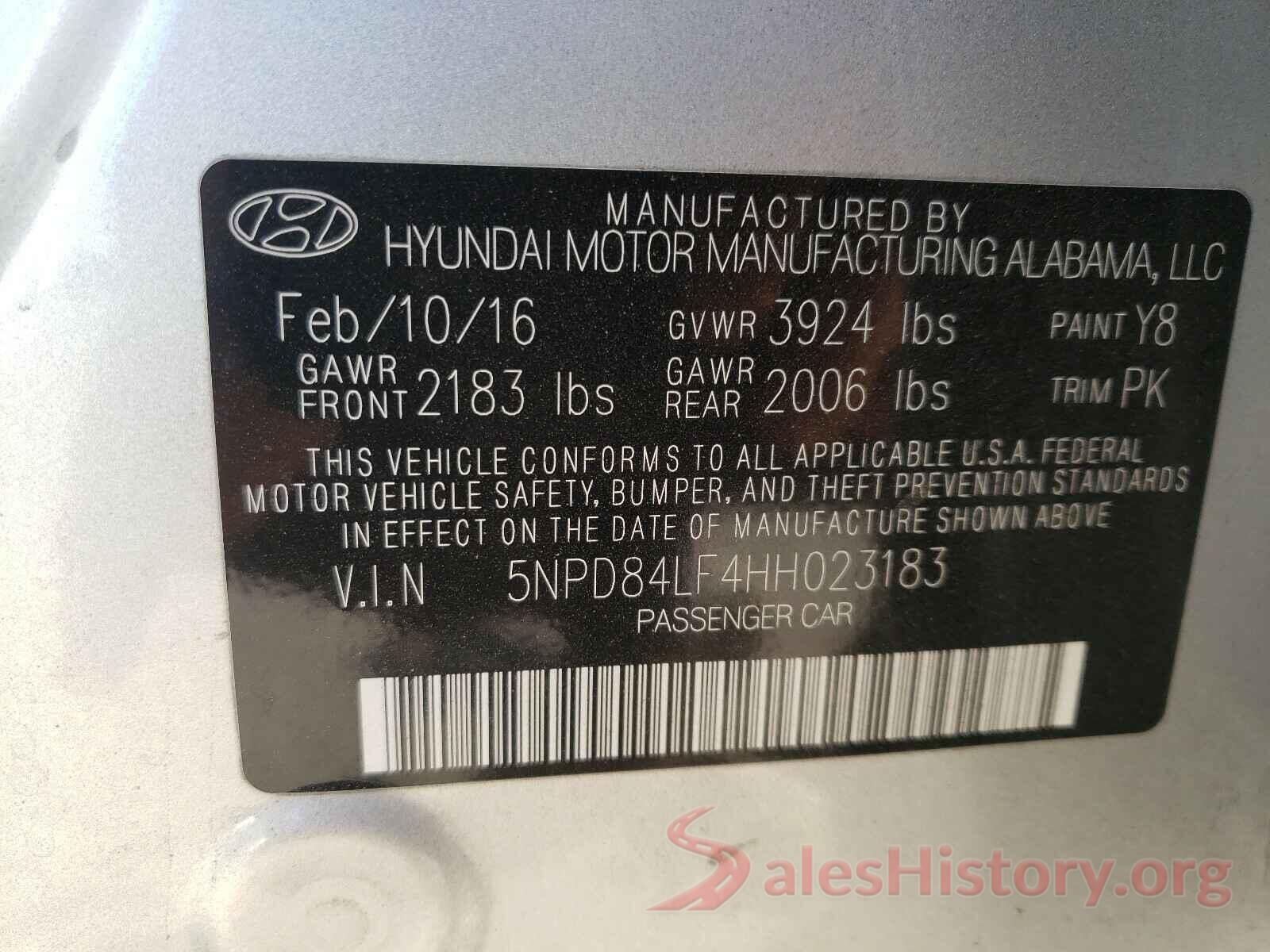 5NPD84LF4HH023183 2017 HYUNDAI ELANTRA