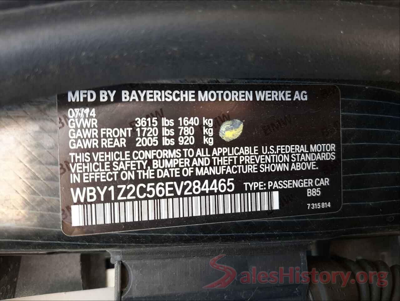 WBY1Z2C56EV284465 2014 BMW I SERIES