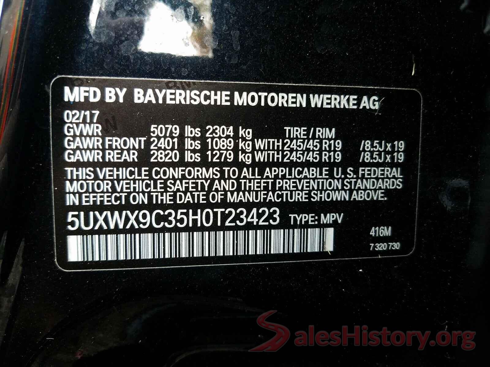 5UXWX9C35H0T23423 2017 BMW X3