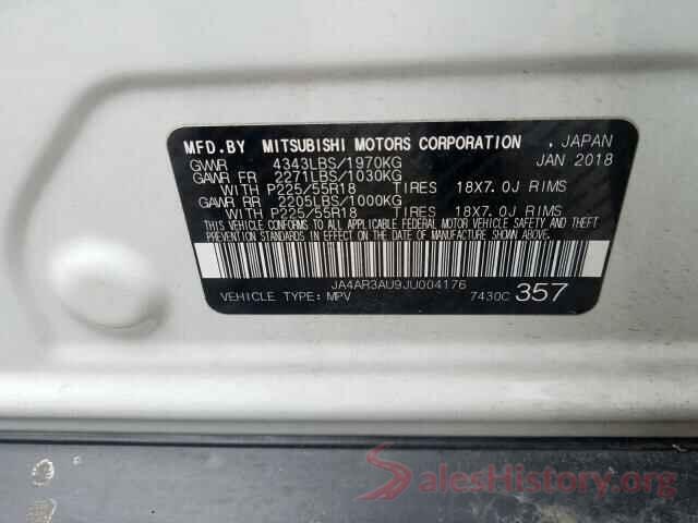 JA4AR3AU9JU004176 2018 MITSUBISHI OUTLANDER